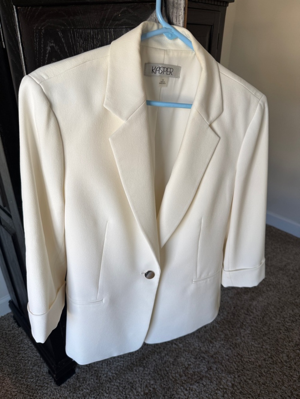 Kasper Cream Single-Button Notch Lapel Blazer - Picture 3 of 3